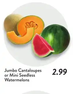 Fresh Thyme Jumbo Cantaloupes or Mini Seedless Watermelons offer