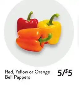 Fresh Thyme Red, Yellow or Orange Bell Peppers offer