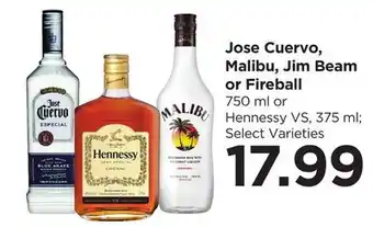 Food 4 Less Jose Cuervo, Malibu, Jim Beam or Fireball offer