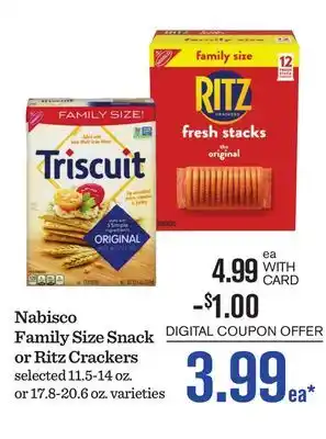 Mariano's Nabisco Family Size Snack or Ritz Crackers offer