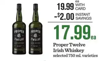 Mariano's Proper Twelve Irish Whiskey offer