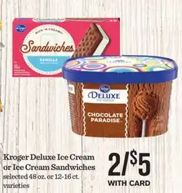 Mariano's Kroger Deluxe Ice Cream or Ice Cream Sandwiches offer