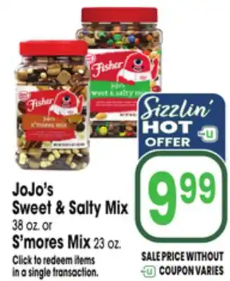 Jewel-Osco JoJo's Sweet & Salty Mix 38 oz. or S'mores Mix 23 oz offer