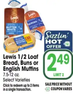 Jewel-Osco Lewis 1/2 Loaf Bread, Buns or English Muffins offer