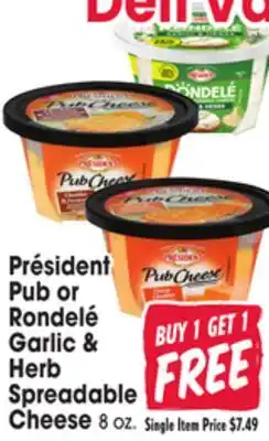 Jewel-Osco Président Pub or Rondelé Garlic & Herb Spreadable Cheese offer