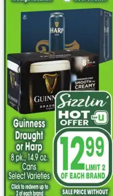 Jewel-Osco Guinness Draught or Harp offer