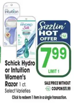 Jewel-Osco Schick Hydro or Intuition Women's Razor offer