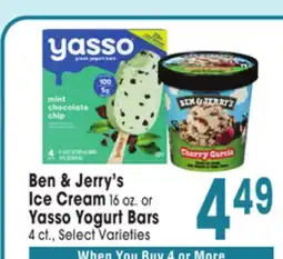 Jewel-Osco Ben & Jerry's Ice Cream 16 oz. or Yasso Yogurt Bars 4 ct offer