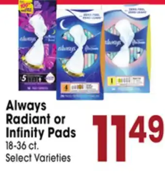 Jewel-Osco Always Radiant or Infinity Pads offer