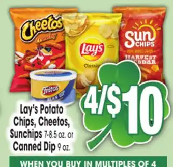 Jewel-Osco Lay's Potato Chips, Cheetos, Sunchips 7-8.5 oz. or Canned Dip 9 oz offer