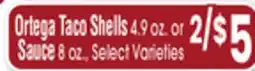 Jewel-Osco Ortega Taco Shells 4.9 oz. or Sauce 8 oz offer