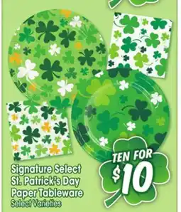 Jewel-Osco St. Patrick's Day Paper Tableware offer