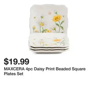 Marshalls MAXCERA 4pc Daisy Print Beaded Square Plates Set offer