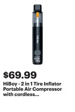 Best Buy HiBoy - 2 in 1 Tire Inflator Portable Air Compressor with cordless vacuuming function - Black offer