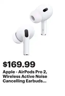 Best Buy Apple - AirPods Pro 2, Wireless Active Noise Cancelling Earbuds with Hearing Aid Feature - White offer