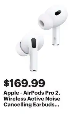 Best Buy Apple - AirPods Pro 2, Wireless Active Noise Cancelling Earbuds with Hearing Aid Feature - White offer