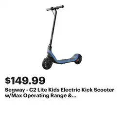 Best Buy Segway - C2 Lite Kids Electric Kick Scooter w/Max Operating Range & 9.9 mph Max Speed - Blue offer