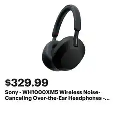 Best Buy Sony - WH1000XM5 Wireless Noise-Canceling Over-the-Ear Headphones - Black offer