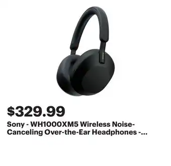 Best Buy Sony - WH1000XM5 Wireless Noise-Canceling Over-the-Ear Headphones - Black offer