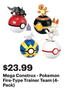 Best Buy Mega Construx - Pokemon Fire-Type Trainer Team (4-Pack) offer