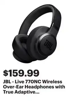 Best Buy JBL - Live 770NC Wireless Over-Ear Headphones with True Adaptive Noise Cancelling - Black offer