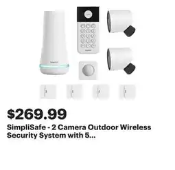 Best Buy SimpliSafe - 2 Camera Outdoor Wireless Security System with 5 Sensors - White offer