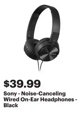 Best Buy Sony - Noise-Canceling Wired On-Ear Headphones - Black offer