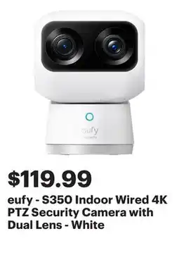 Best Buy eufy - S350 Indoor Wired 4K PTZ Security Camera with Dual Lens - White offer