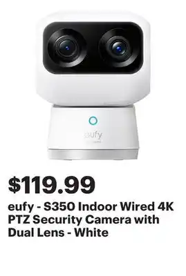 Best Buy eufy - S350 Indoor Wired 4K PTZ Security Camera with Dual Lens - White offer