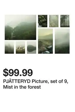 Ikea PJÄTTERYD Picture, set of 9, Mist in the forest offer