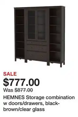 Ikea HEMNES Storage combination w doors/drawers, black-brown/clear glass offer