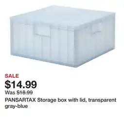 Ikea PANSARTAX Storage box with lid, transparent gray-blue offer