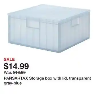 Ikea PANSARTAX Storage box with lid, transparent gray-blue offer