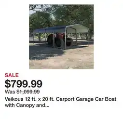 Tractor Supply Company Veikous 12 ft. x 20 ft. Carport Garage Car Boat with Canopy and Shelter offer