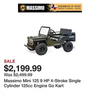 Tractor Supply Company Massimo Mini 125 9 HP 4-Stroke Single Cylinder 125cc Engine Go Kart offer