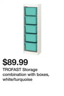 Ikea TROFAST Storage combination with boxes, white/turquoise offer