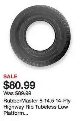 Tractor Supply Company RubberMaster 8-14.5 14-Ply Highway Rib Tubeless Low Platform Trailer Tire offer