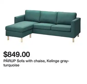 Ikea PÄRUP Sofa with chaise, Kelinge gray-turquoise offer