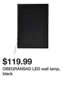 Ikea OBEGRÄNSAD LED wall lamp, black offer