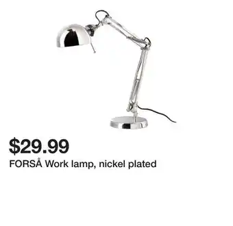 Ikea FORSÅ Work lamp, nickel plated offer