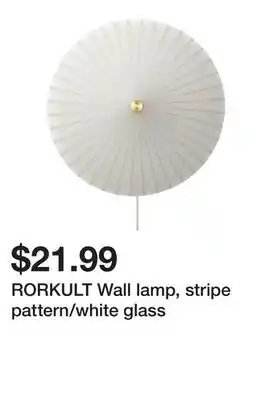 Ikea RORKULT Wall lamp, stripe pattern/white glass offer