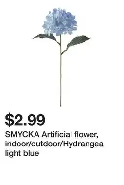 Ikea SMYCKA Artificial flower, indoor/outdoor/Hydrangea light blue offer