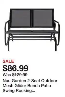 Tractor Supply Company Nuu Garden 2-Seat Outdoor Mesh Glider Bench Patio Swing Rocking Chair, Black offer