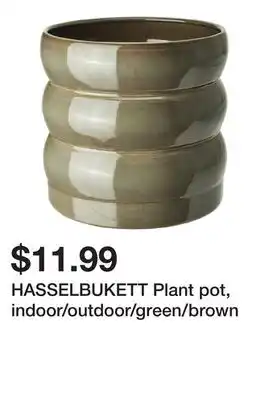 Ikea HASSELBUKETT Plant pot, indoor/outdoor/green/brown offer