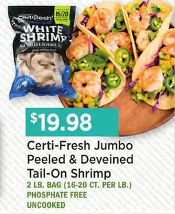 Heinen's Certi-Fresh Jumbo Peeled & Deveined Tail-On Shrimp offer