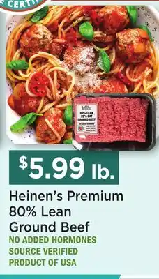 Heinen's Heinen's Premium 80% Lean Ground Beef offer