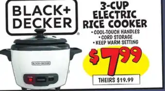 Ollie's BLACK + DECKER 3-CUP ELECTRIC RICE COOKER offer