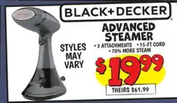 Ollie's BLACK + DECKER ADVANCED STEAMER offer