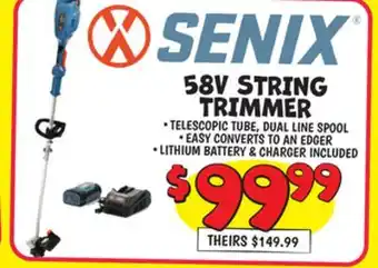 Ollie's SENIX 58V STRING TRIMMER offer