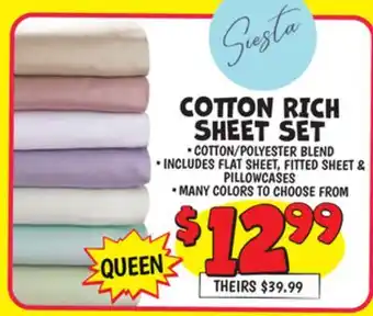 Ollie's COTTON RICH SHEET SET offer